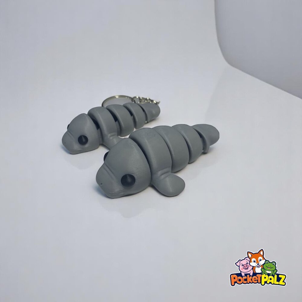 3D Printed Mini Flexi Manatee Fidget Toy and Keychain